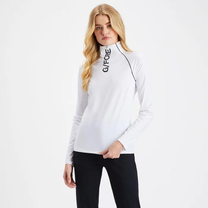 Women GFORE White Sun Shield Silky Tech Nylon Base Layer Mid Layers