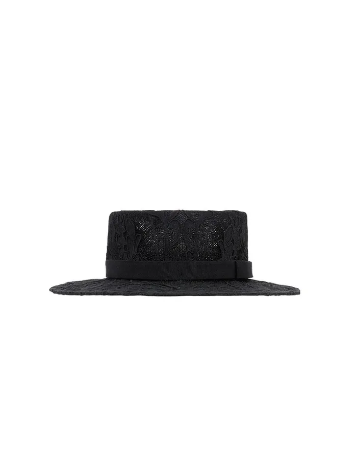 Women Hats Zimmermann Lace Boater Black