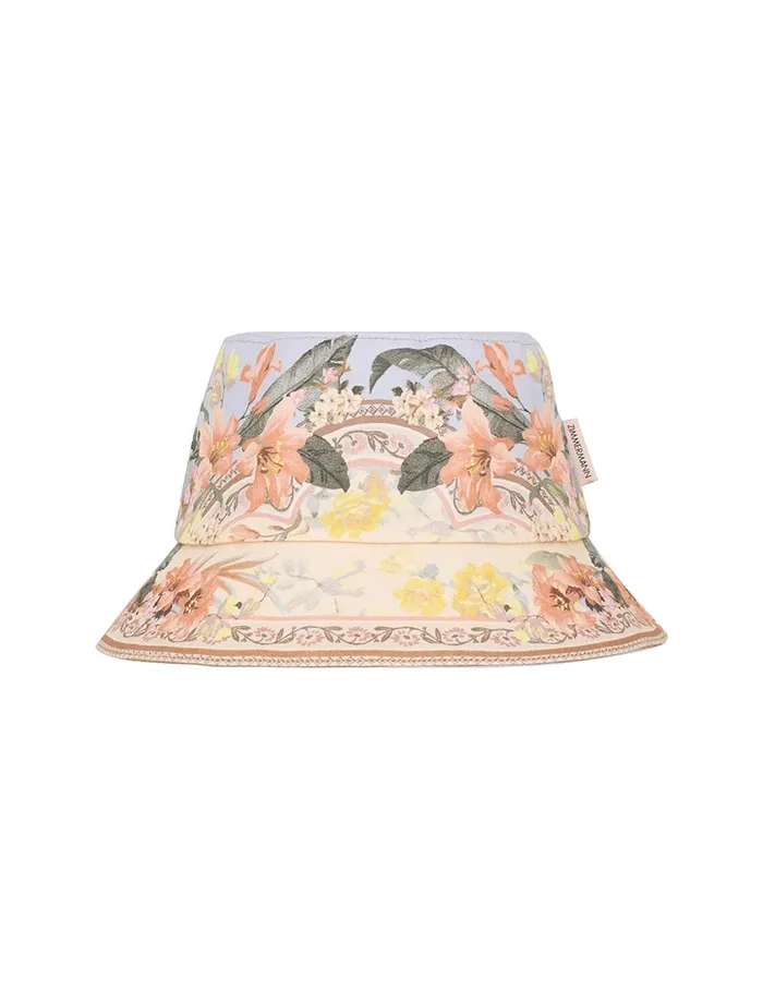 Women Hats Zimmermann Printed Canvas Bucket Hat Blue Floral