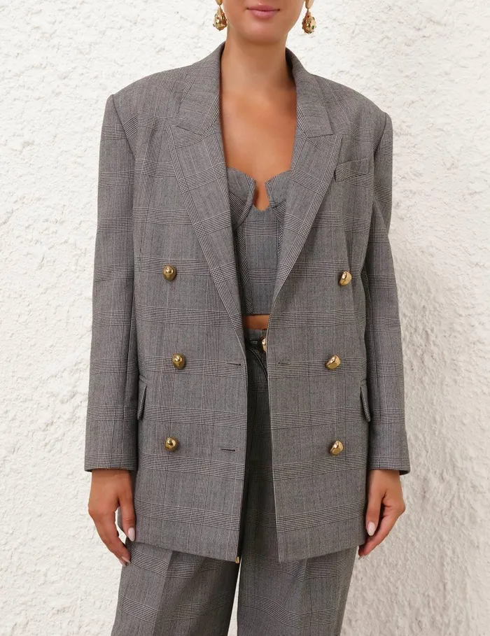 Women Jackets and Coats Zimmermann Crush Check Oversized Jacket Check