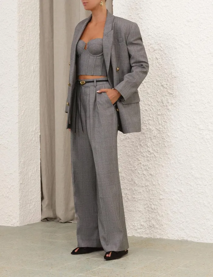 Women Jackets and Coats Zimmermann Crush Check Oversized Jacket Check