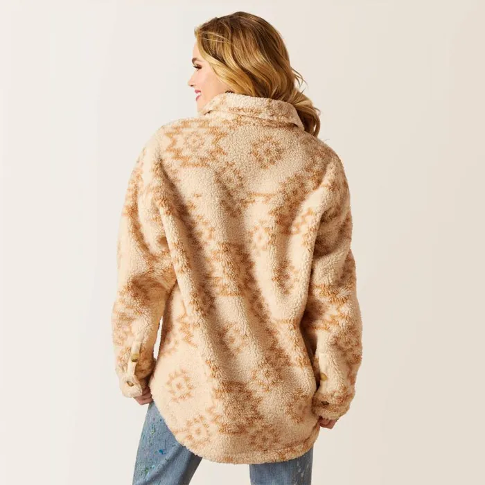 Women Jackets and Vests Ariat Sherpa Shacket Shirt Jacket Natural Sw Print Women Jackets and Vests Ariat Sherpa Shacket Shirt Jacket Natural Sw Print