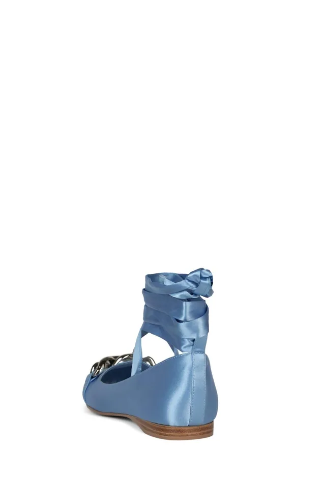 Women Jeffrey Campbell Ballet Flats ONEGIN Light Blue Satin