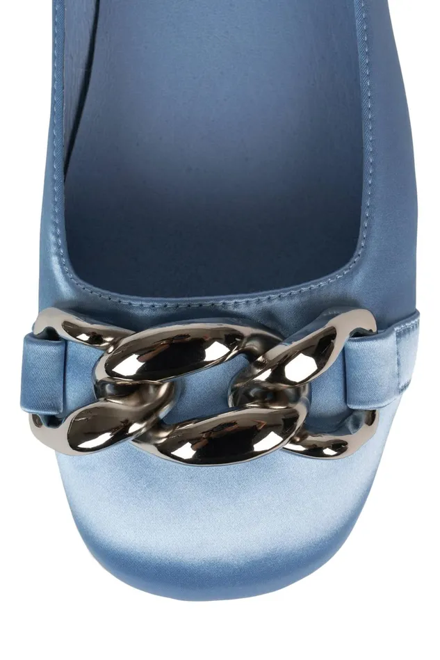 Women Jeffrey Campbell Ballet Flats ONEGIN Light Blue Satin