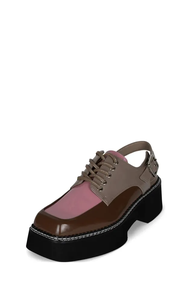 Women Jeffrey Campbell ManTailored BOOKS Brown Box Pink Multi