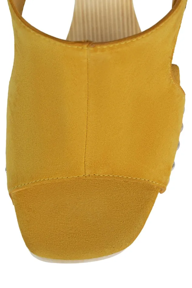Women Jeffrey Campbell Sandal ETHEREAL Mustard Suede