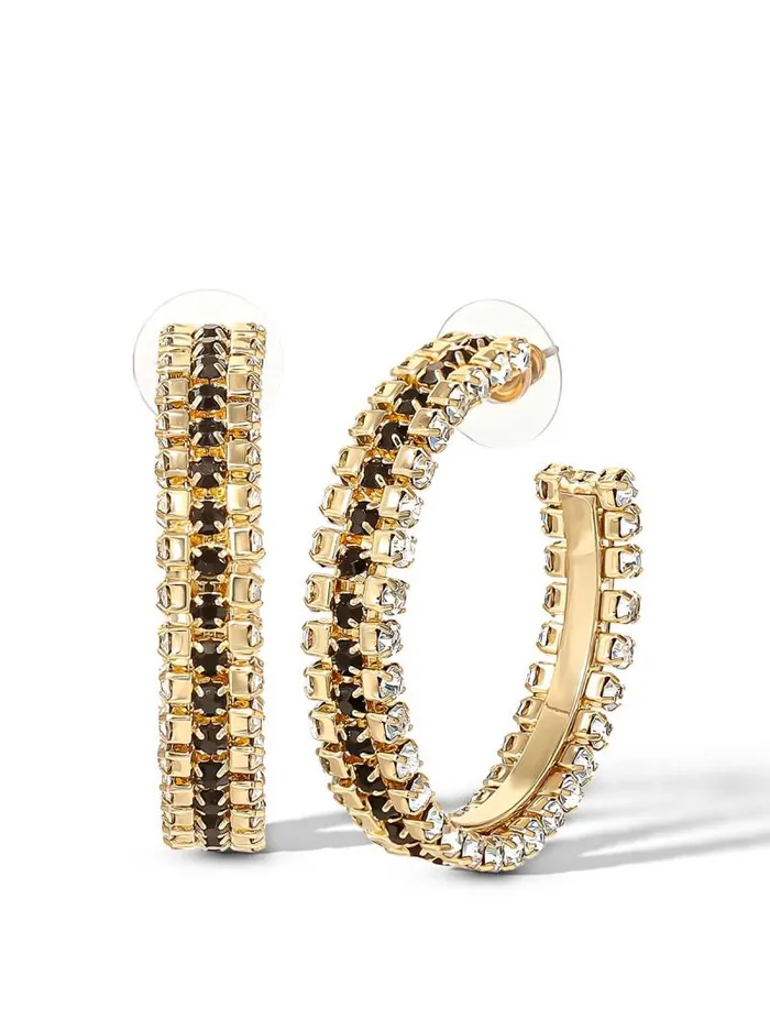 Women Jessica Simpson Earrings Black And White Crystal Hoop Earrings
