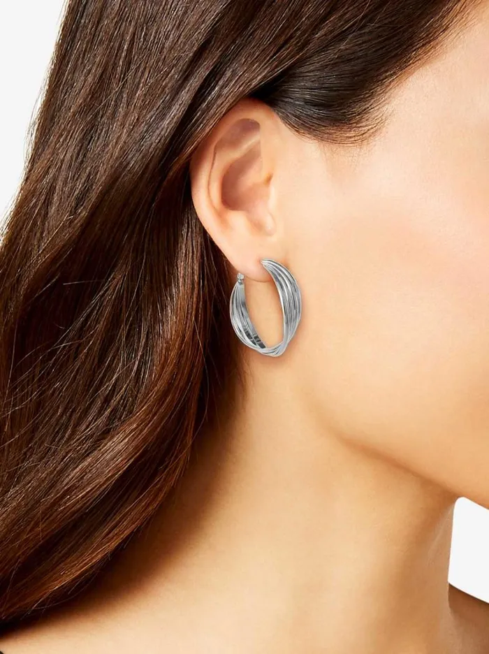 Women Jessica Simpson Earrings Twisted Layered Hoop Earrings In Silver