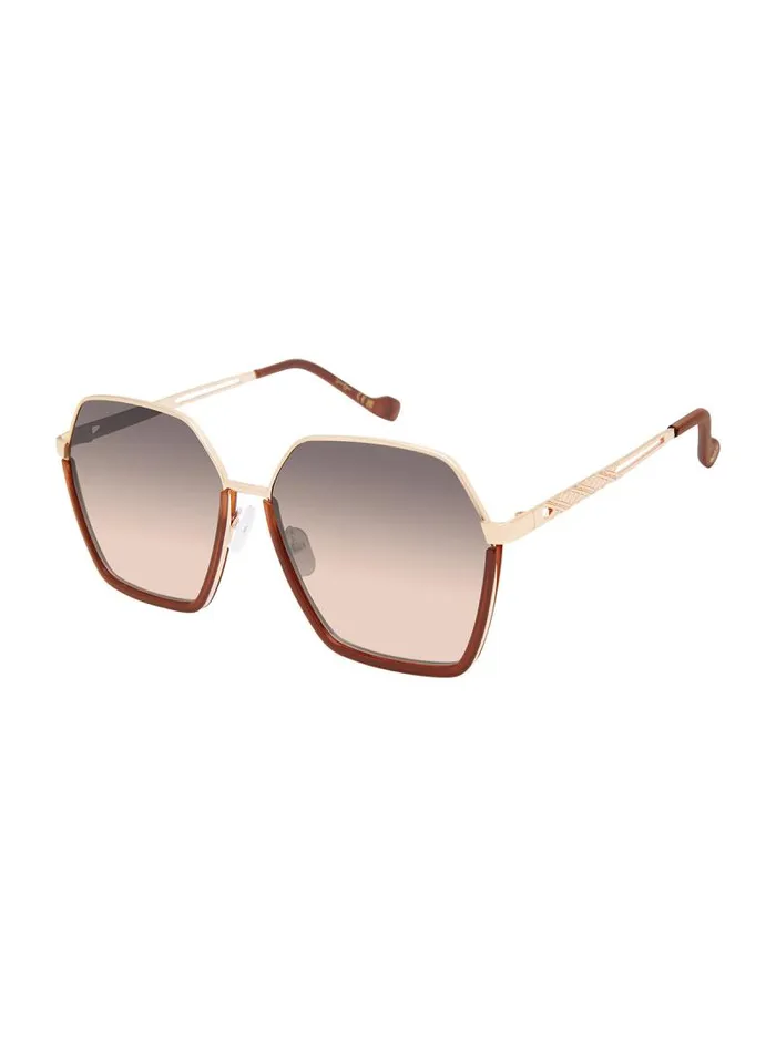 Women Jessica Simpson Sunglasses Geometric Metal Sunglasses In Gold