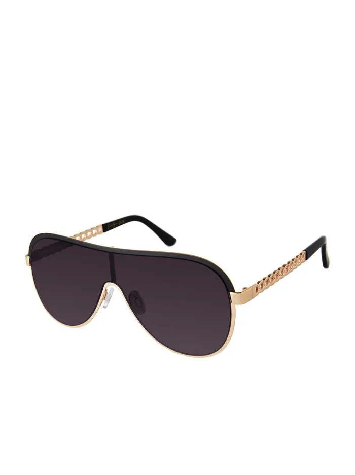 Women Jessica Simpson Sunglasses Metal Shield Aviator Pilot Sunglasses In Gold and Black Women Jessica Simpson Sunglasses Metal Shield Aviator Pilot Sunglasses In Gold and Black