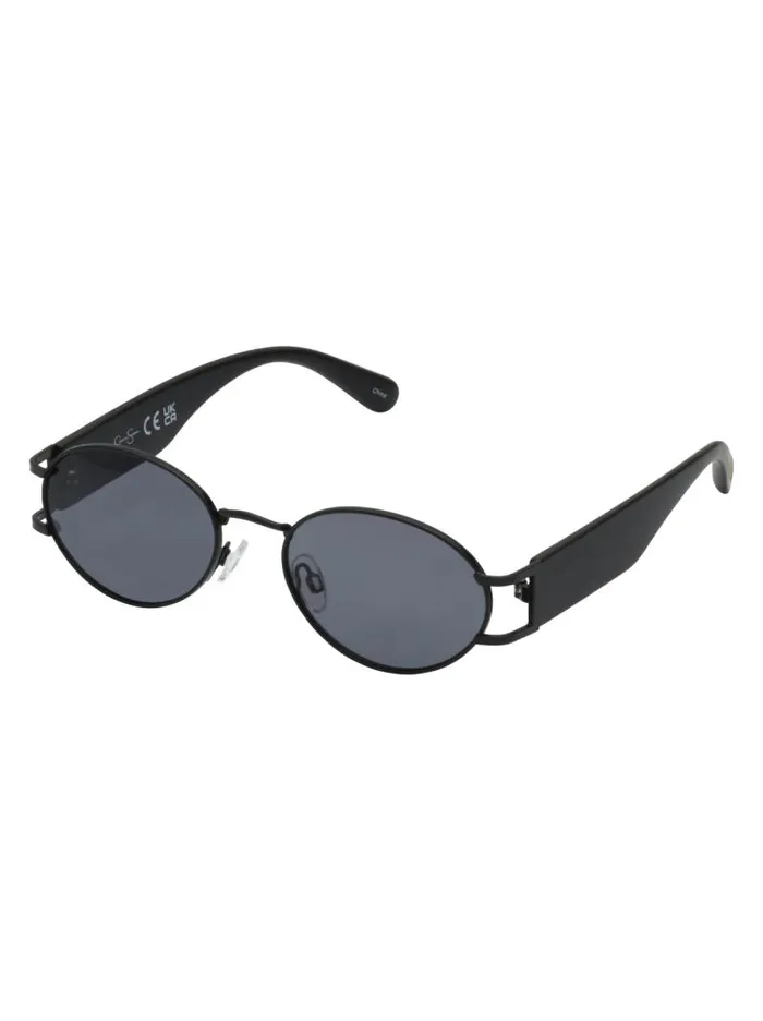 Women Jessica Simpson Sunglasses Retro Vintage Metal Oval Sunglasses In Black Women Jessica Simpson Sunglasses Retro Vintage Metal Oval Sunglasses In Black