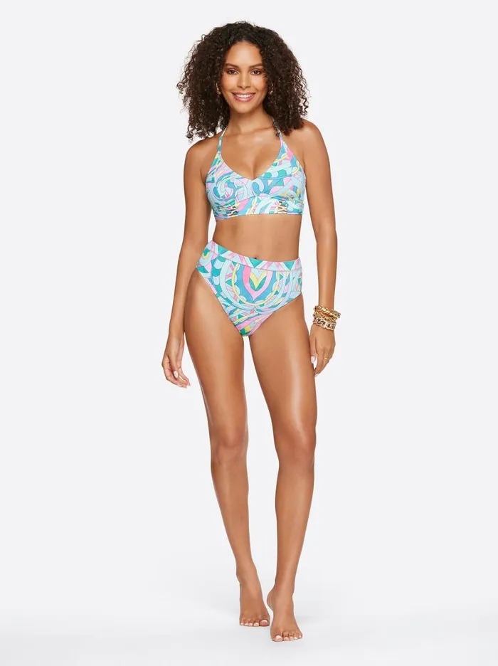 Women Jessica Simpson Swim High Waist Bottom In Powder Blue Multi