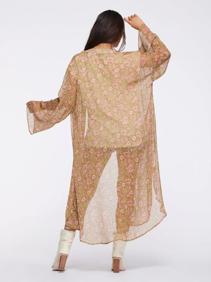 Women Jessica Simpson Tops and Tees Blaine Kimono In Boa Botanical Dots