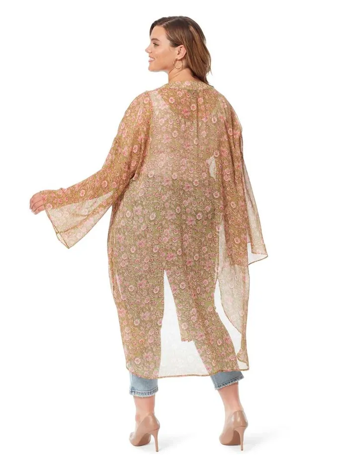 Women Jessica Simpson Tops and Tees Blaine Kimono In Boa Botanical Dots