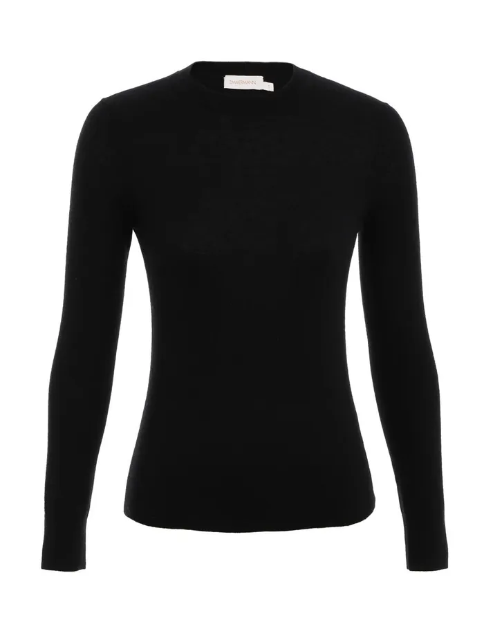 Women Knitwear Zimmermann Classic Crew Neck Sweater Black