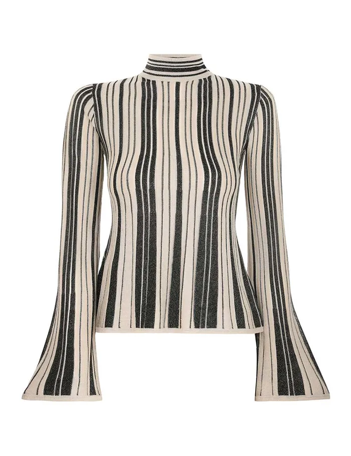 Women Knitwear Zimmermann Illustration Metallic Knit Top Blackgold