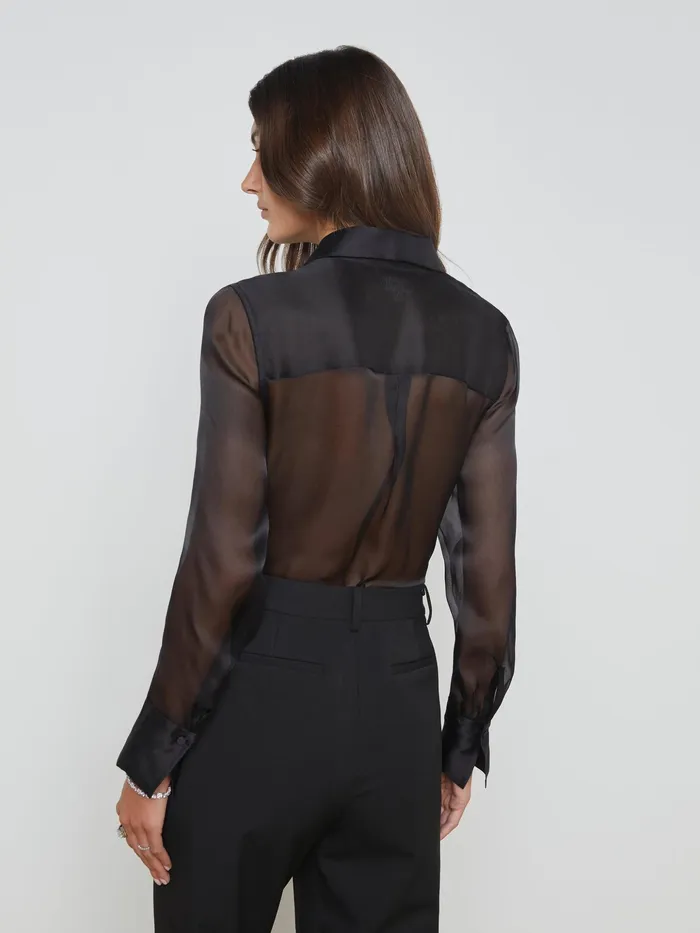Women L039Agence Blouses and Tops Divya Silk Shirt Black Women L039Agence Blouses and Tops Divya Silk Shirt Black
