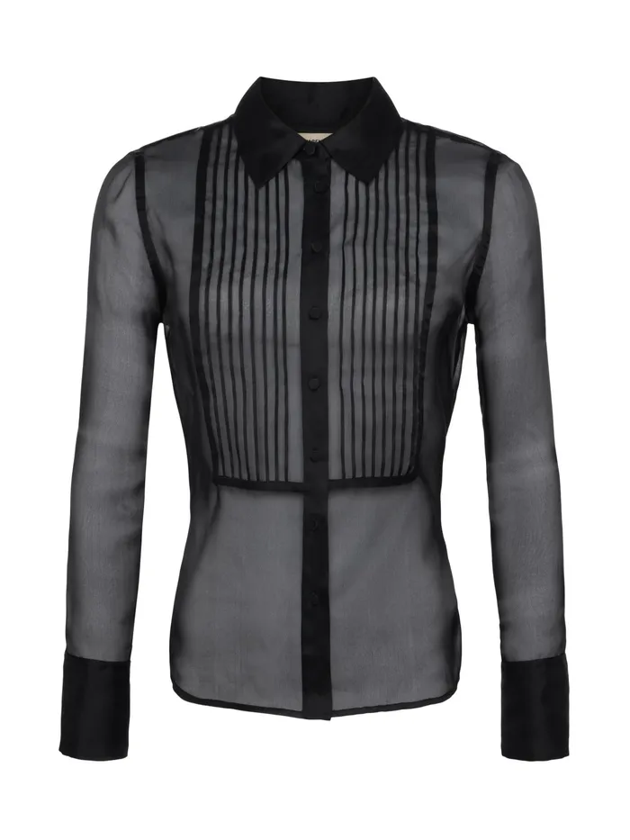 Women L039Agence Blouses and Tops Divya Silk Shirt Black Women L039Agence Blouses and Tops Divya Silk Shirt Black