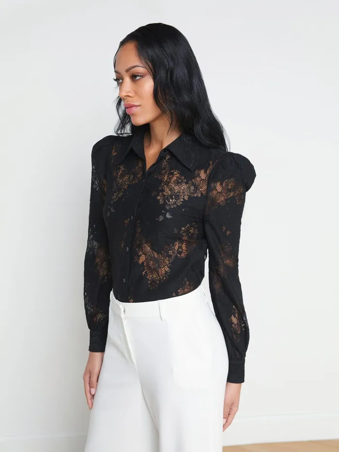Women L039Agence Blouses and Tops Jenica Lace Blouse Black Women L039Agence Blouses and Tops Jenica Lace Blouse Black