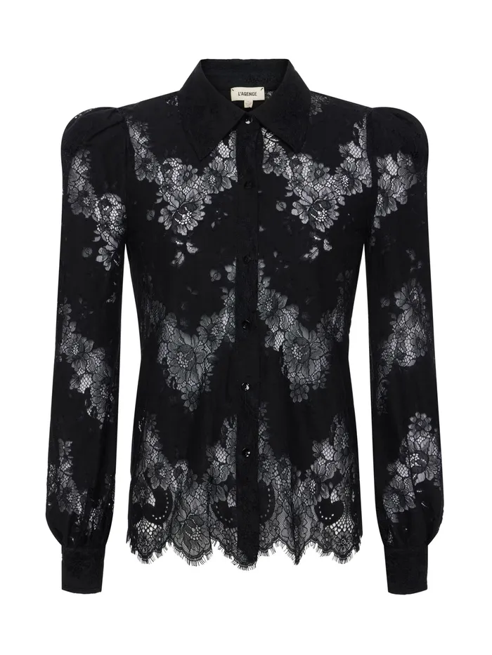 Women L039Agence Blouses and Tops Jenica Lace Blouse Black Women L039Agence Blouses and Tops Jenica Lace Blouse Black