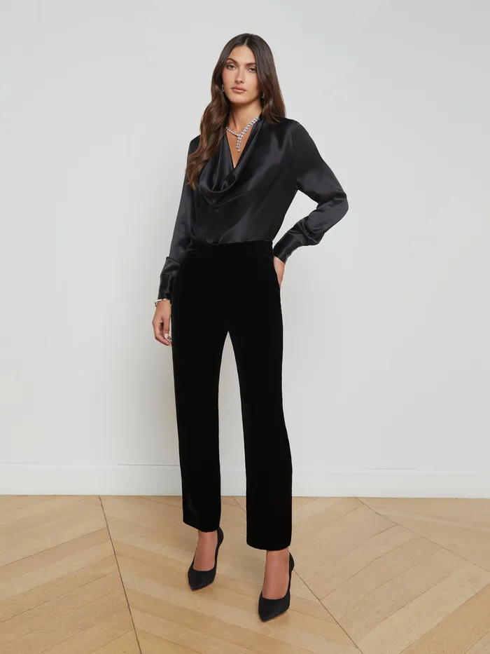 Women L039Agence Blouses and Tops Lotus Silk Blouse Black Women L039Agence Blouses and Tops Lotus Silk Blouse Black