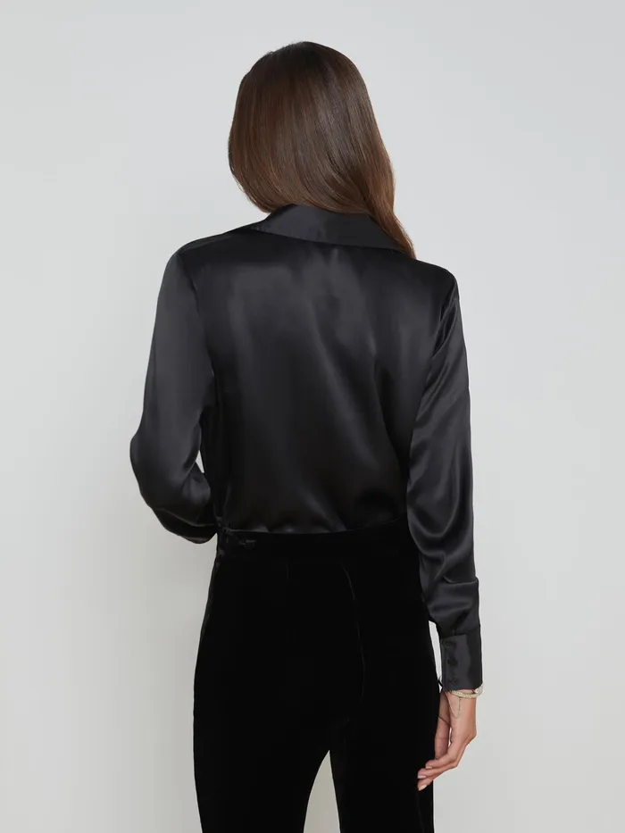 Women L039Agence Blouses and Tops Lotus Silk Blouse Black Women L039Agence Blouses and Tops Lotus Silk Blouse Black