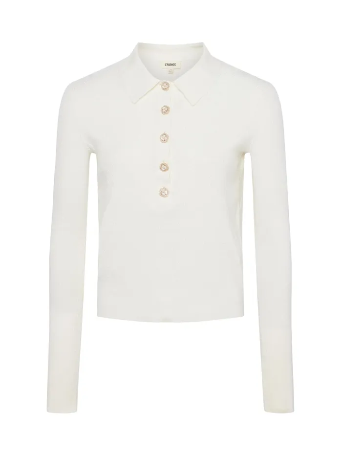 Women L039Agence Blouses and Tops Sterling Sweater Ivoryjewel Button Women L039Agence Blouses and Tops Sterling Sweater Ivoryjewel Button
