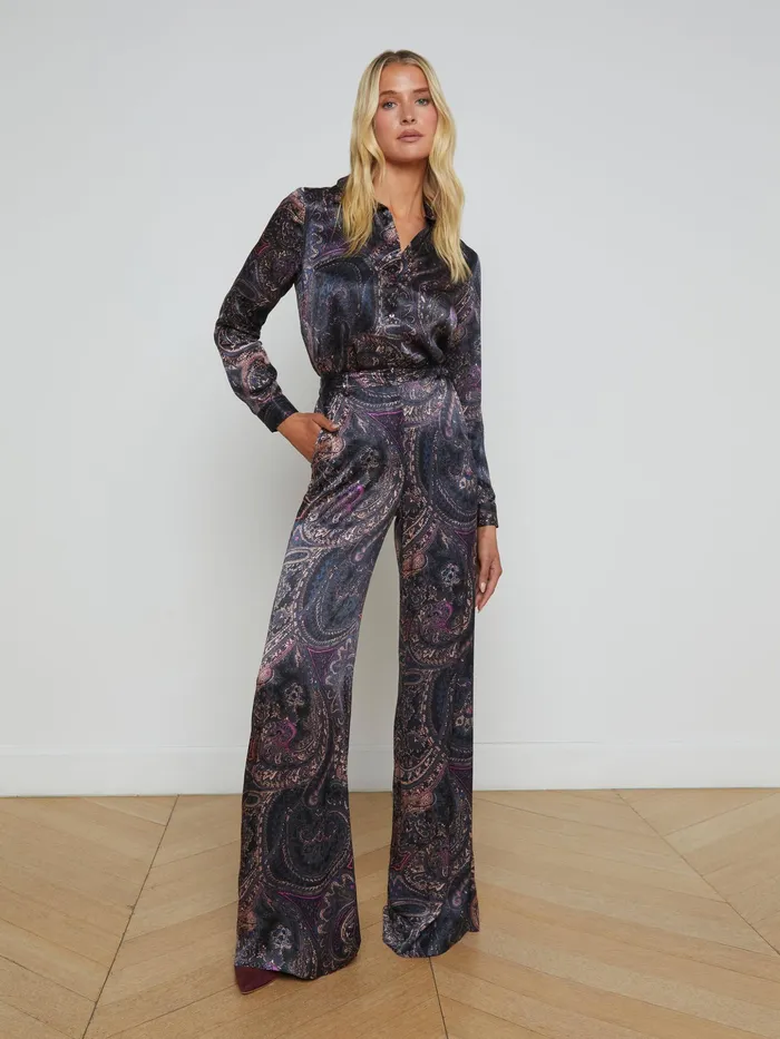 Women L039Agence Blouses and Tops Tyler Silk Blouse Plum Multi Boute Paisley Women L039Agence Blouses and Tops Tyler Silk Blouse Plum Multi Boute Paisley