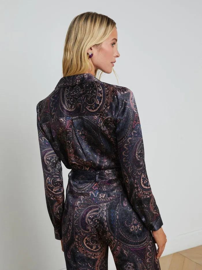 Women L039Agence Blouses and Tops Tyler Silk Blouse Plum Multi Boute Paisley Women L039Agence Blouses and Tops Tyler Silk Blouse Plum Multi Boute Paisley