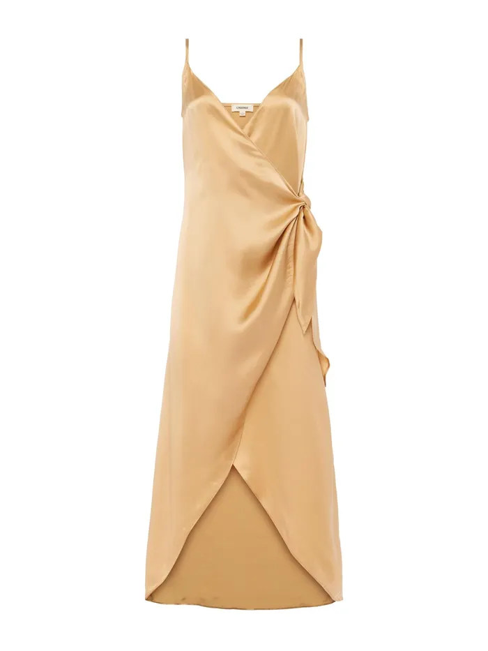 Women L039Agence Dresses and Jumpsuits Amilia Silk Wrap Dress Latte