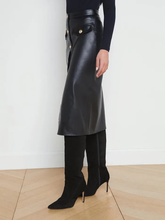 Women L039Agence Skirts Milann Vegan Leather Skirt Black Women L039Agence Skirts Milann Vegan Leather Skirt Black