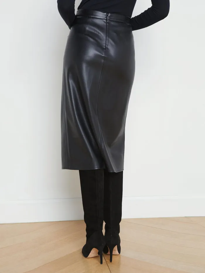 Women L039Agence Skirts Milann Vegan Leather Skirt Black Women L039Agence Skirts Milann Vegan Leather Skirt Black