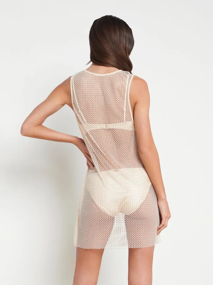 Women L039Agence Swim Cover Ups Angela Mesh CoverUp Dress Champagne Women L039Agence Swim Cover Ups Angela Mesh CoverUp Dress Champagne