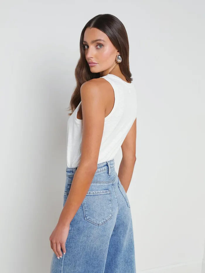 Women L039Agence Tees Mikaela Cotton Tank Soft White Women L039Agence Tees Mikaela Cotton Tank Soft White
