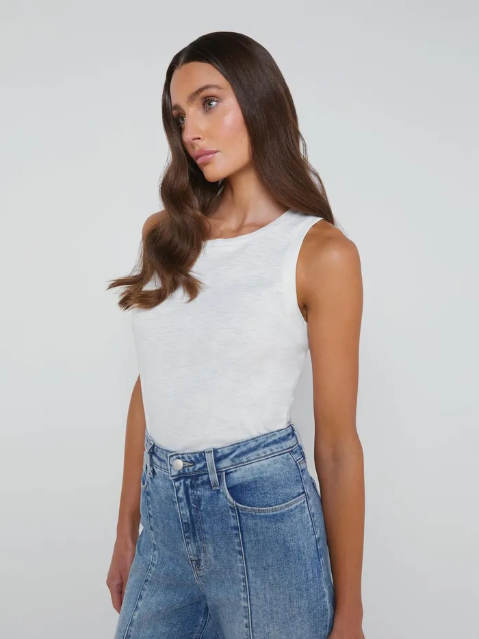 Women L039Agence Tees Mikaela Cotton Tank Soft White Women L039Agence Tees Mikaela Cotton Tank Soft White