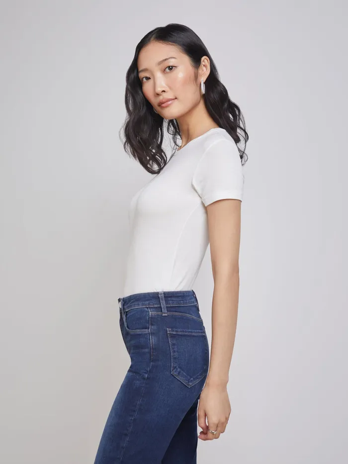 Women L039Agence Tees Ressi Fitted Tee White Micro Modal Women L039Agence Tees Ressi Fitted Tee White Micro Modal