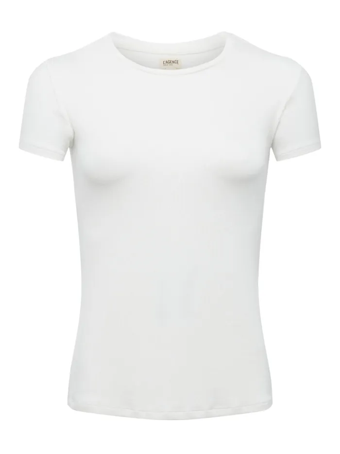 Women L039Agence Tees Ressi Fitted Tee White Micro Modal Women L039Agence Tees Ressi Fitted Tee White Micro Modal
