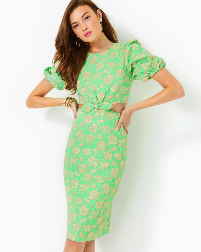 Women Lilly Pulitzer Dresses Melina Jacquard Midi Dress Spearmint Palm Beach Petals Brocade Women Lilly Pulitzer Dresses Melina Jacquard Midi Dress Spearmint Palm Beach Petals Brocade