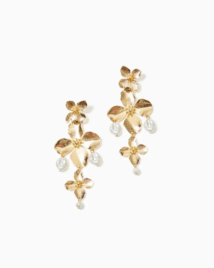 Women Lilly Pulitzer Jewelry Via Flora Earrings Gold Metallic