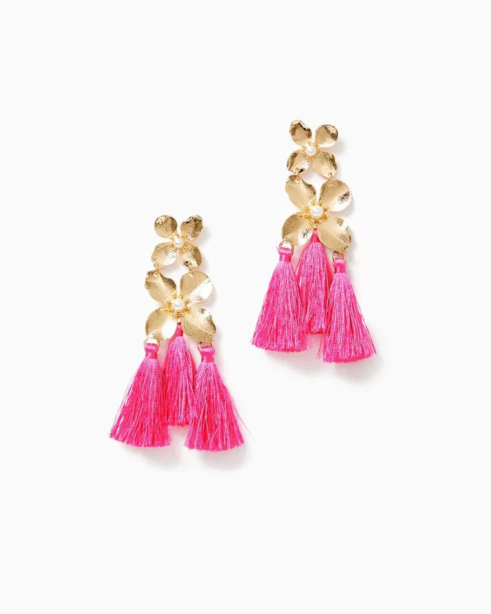 Women Lilly Pulitzer Jewelry Via Flora Tassel Earrings Hydra Blue