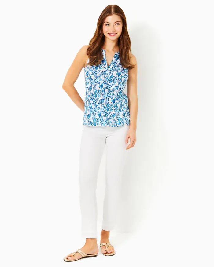 Women Lilly Pulitzer Tops Dev Top Resort White Shell Collector Women Lilly Pulitzer Tops Dev Top Resort White Shell Collector