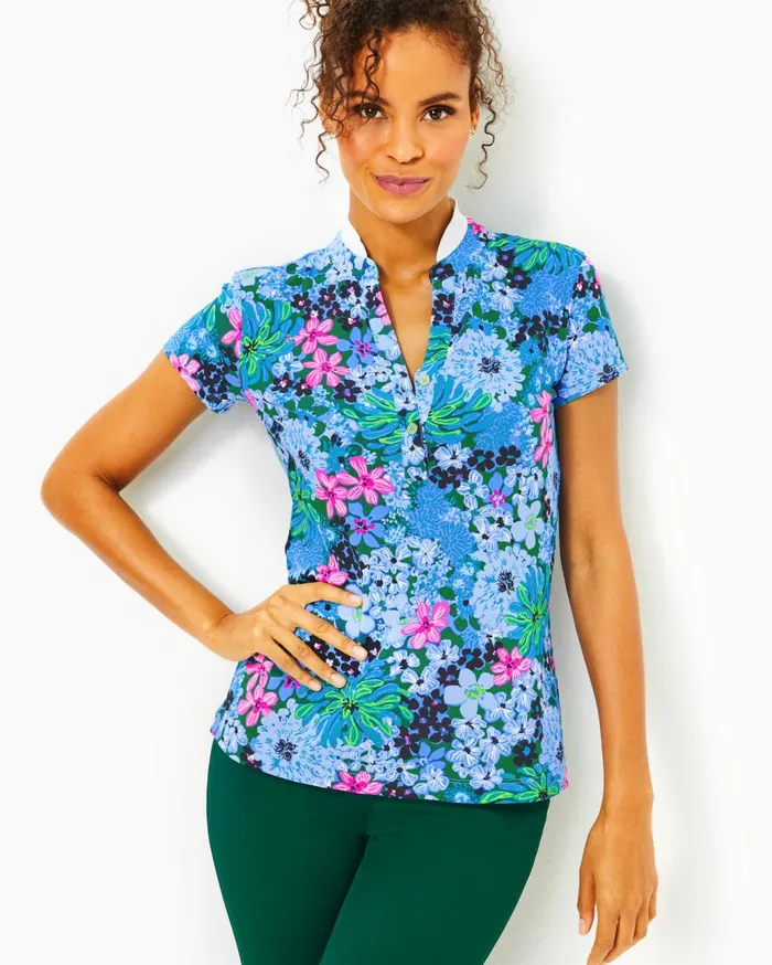 Women Lilly Pulitzer Tops UPF 50 Luxletic Frida Polo Multi Soiree All Day