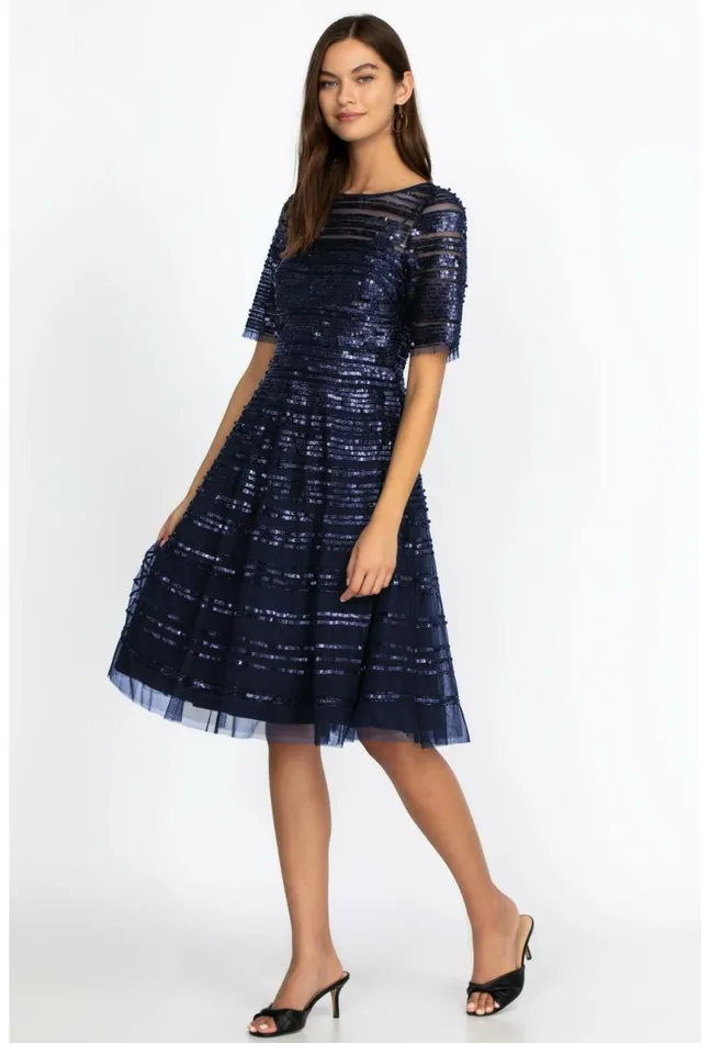 Women Navy Beaded Mesh Dress Navy Johnny Was Dresses