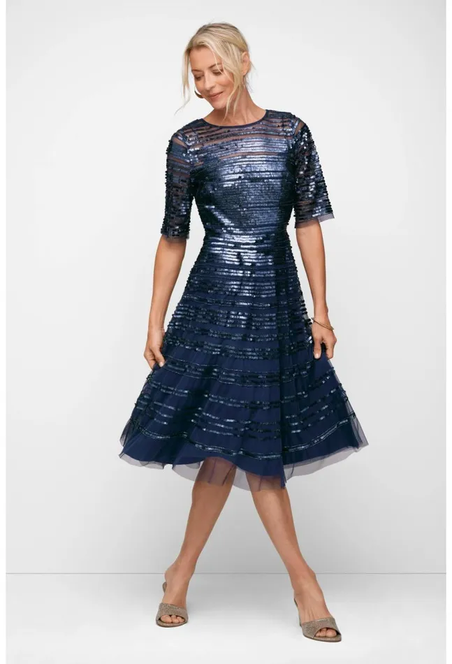 Women Navy Beaded Mesh Dress Navy Johnny Was Dresses