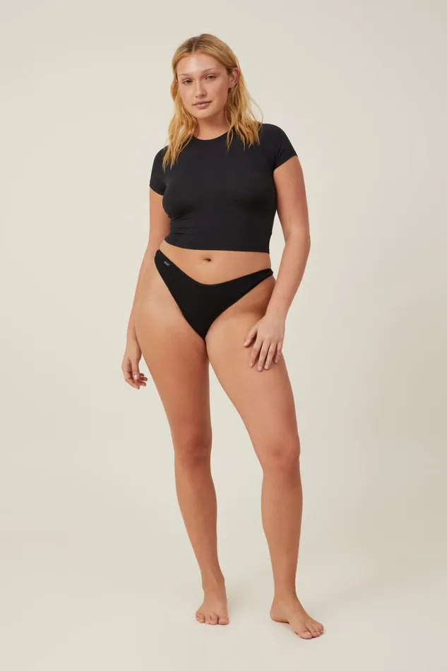Women Panties Cotton On Organic Cotton Rib G String Brief Black