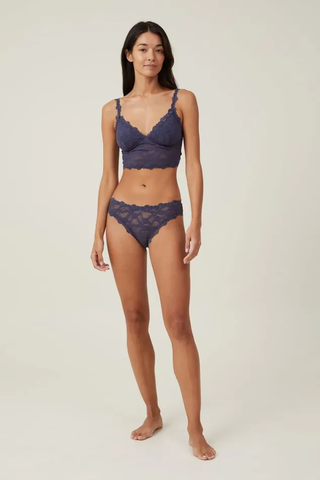 Women Panties Cotton On Stretch Lace Cheeky Brief Midnight Rain