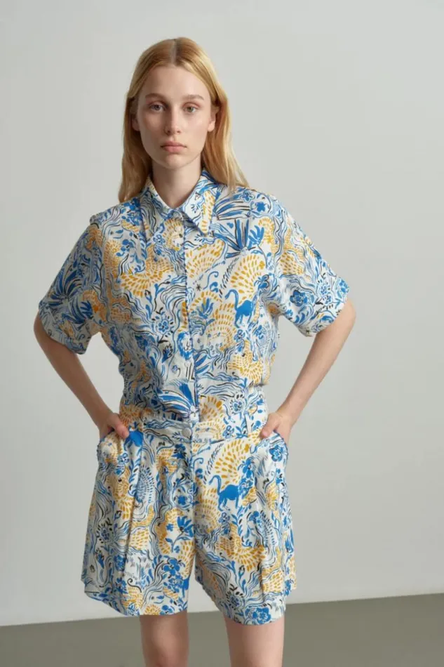 Women Pants and Skirts Lala Berlin Pants Ponyo Linenviscose Blend Magic Garden Day Women Pants and Skirts Lala Berlin Pants Ponyo Linenviscose Blend Magic Garden Day