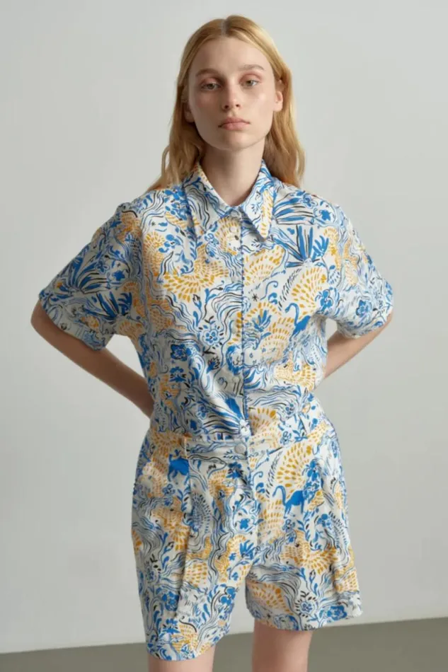 Women Pants and Skirts Lala Berlin Pants Ponyo Linenviscose Blend Magic Garden Day Women Pants and Skirts Lala Berlin Pants Ponyo Linenviscose Blend Magic Garden Day