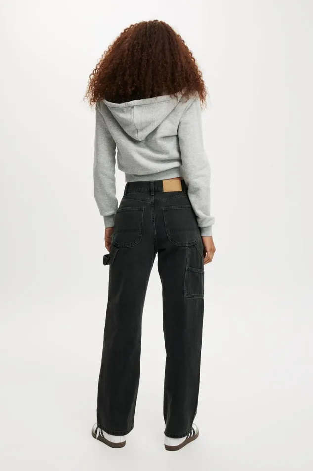 Women Pants Cotton On Loose Straight Jean Graphite Black Carpenter Women Pants Cotton On Loose Straight Jean Graphite Black Carpenter