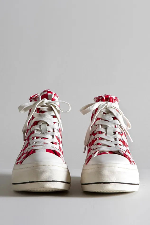Women R13 Kurt High Top Sneaker 8211 Red Checker Sneakers